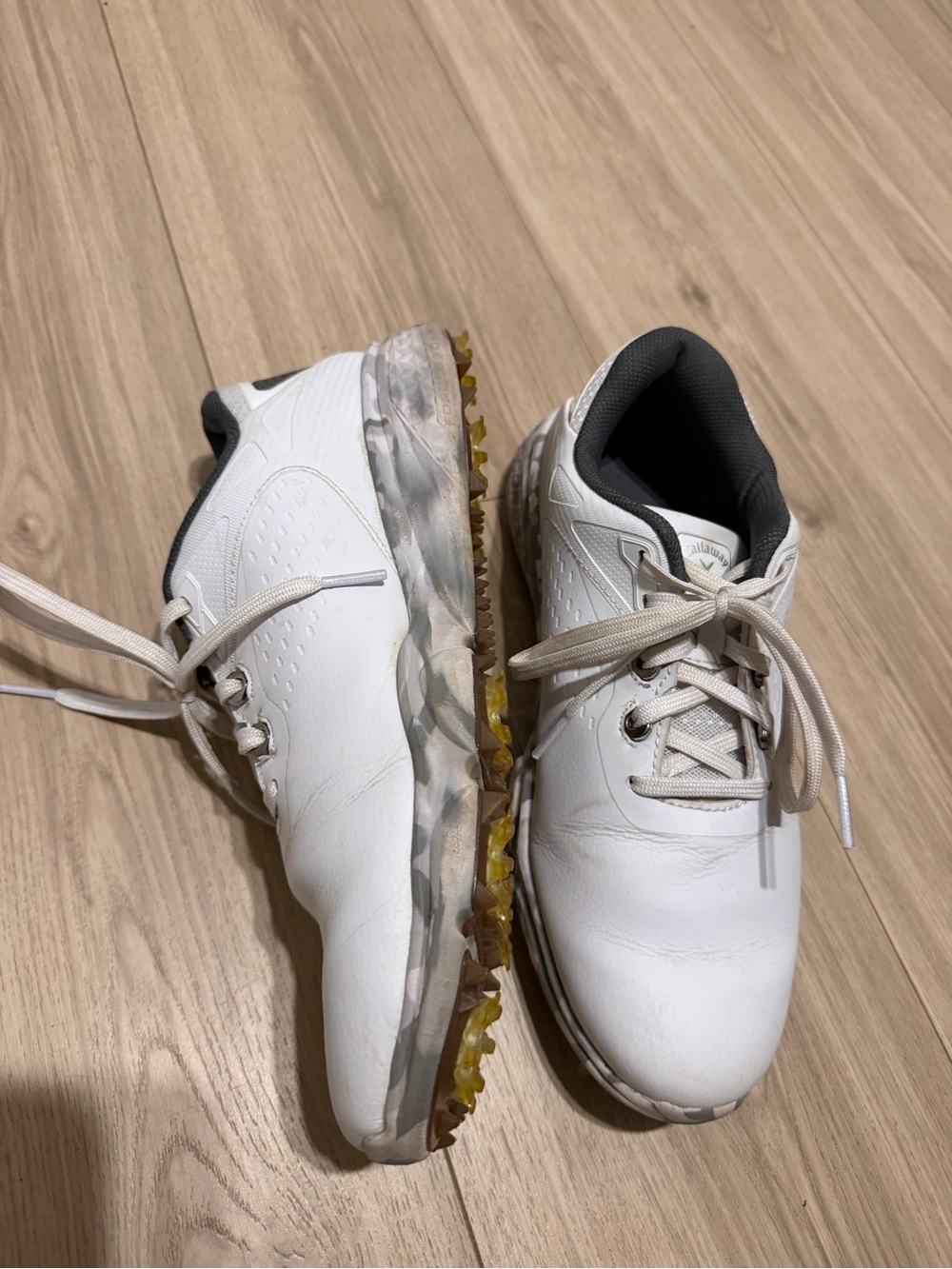 Callaway White Mens Golf Shoes with Spiked Outsole